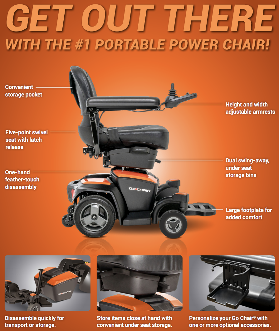 Go Chair Lightweight Travel Power Wheelchair by Pride
