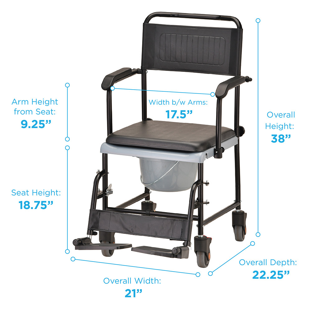 Nova Drop Arm Transport Chair Commode 1800wheelchair Com