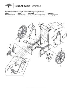 Parts for Excel Kidz with Desk-Length Arms and Swing-Away Footrests