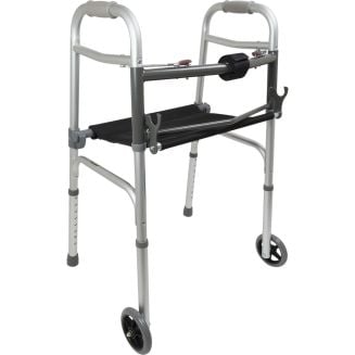 ProBasics Two-Button Folding Walker with Roll-Up Seat